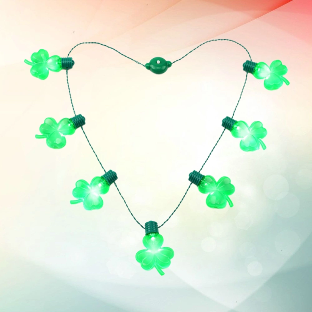 2pcs St. Patrick's Day Glowing Necklace LED String Lights Necklace  Creative Shamrock Necklace for Festival Party (7-LEDs)