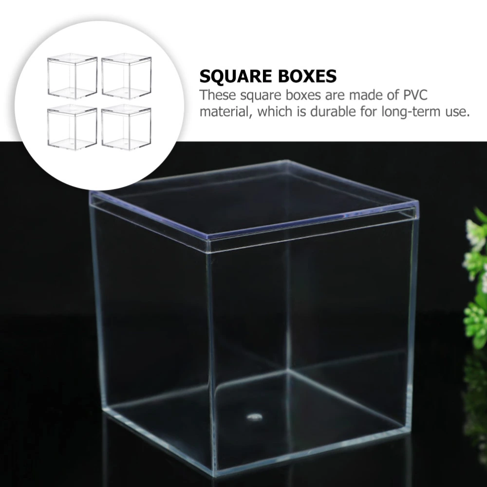 10pcs Square Packing Boxes Clear Plastic Box Party Favors for Candy Transparent