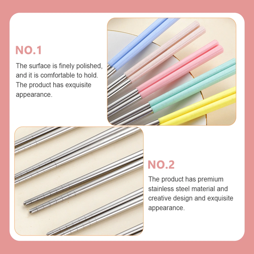 5 Pairs of Stainless Steel Chopsticks Household Chopsticks Canteen Chopsticks Kitchen Tableware