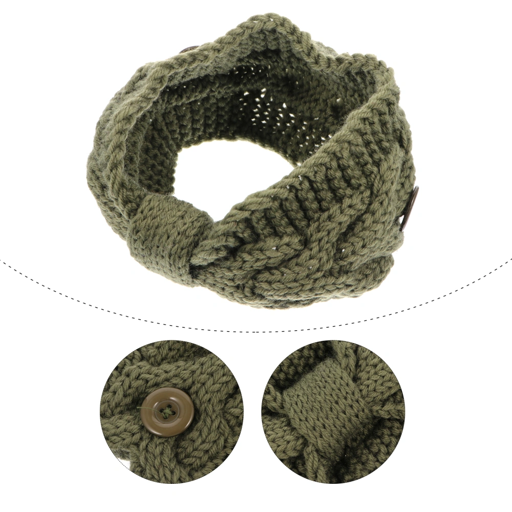 2pcs Elastic Knitted Thermal Hair Accessory Button Headband Warm Headband