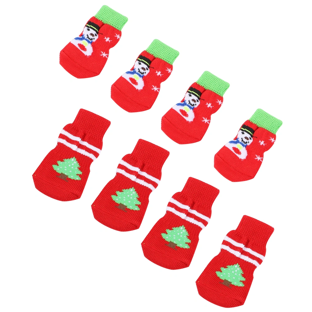 8Pcs Christmas Pet Socks Dog Socks Anti-skid Footwear Warm Pet Paw Protectors