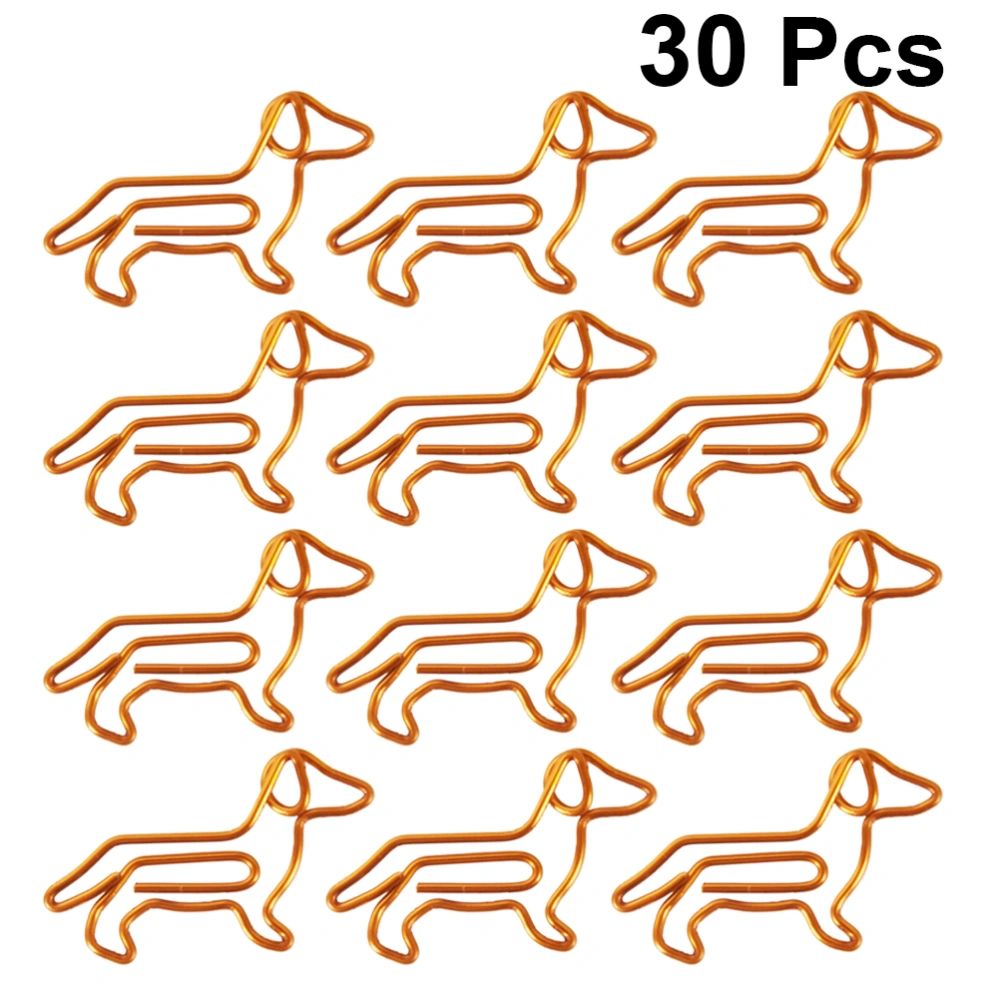 30Pcs Golden Dachshund Paper Clips Cartoon Paper Clips Creative Customization Special-shaped Gold Paper Clips(Orange)