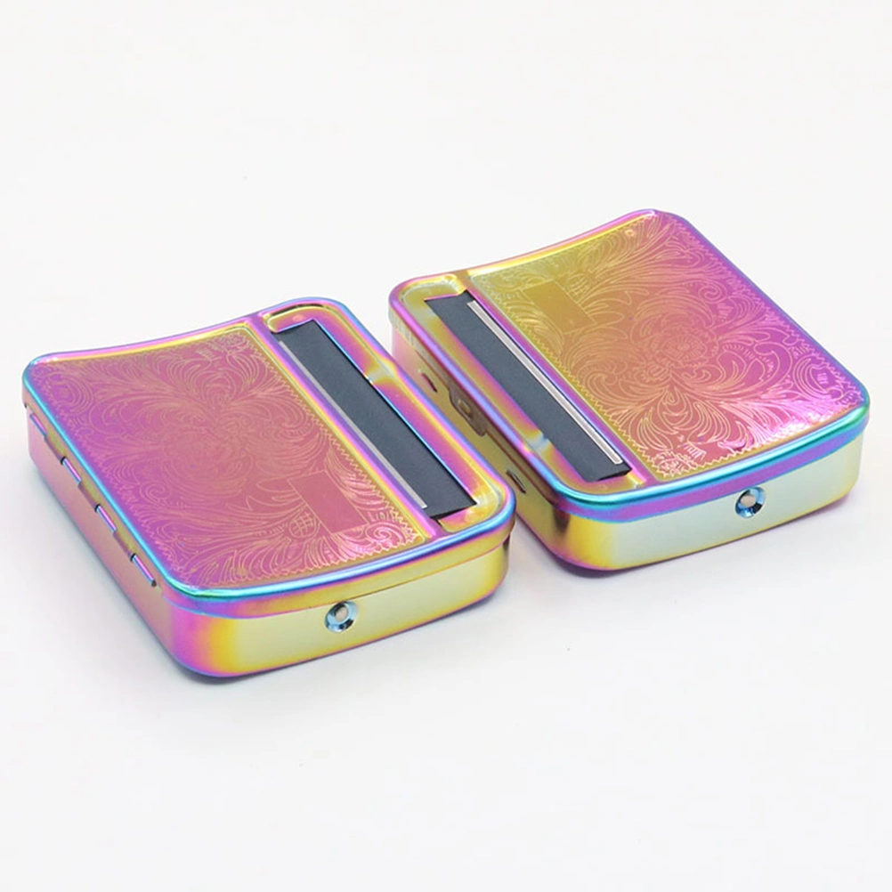 Metal Cigarette Tobacco Rolling Machine Manual Semi-automatic Adjustable Herb Roller Rolling Machine Roller Maker Mini Machine (70MM Random Pattern Colorful)