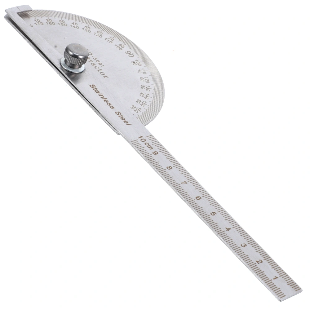 100mm Multifuctional Stainless Steel 180 Degree Protractor Round Head Angle Finder Ruler Swing Arm Protractor Measuring Tools (Silver)