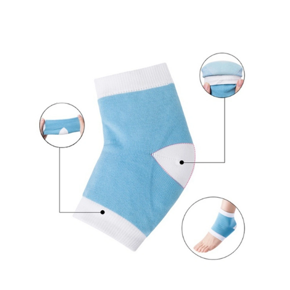 1Pair Nylon Gel Feet Heel Socks Whitening Moisturizing Antichapping Socks (Sky Blue)