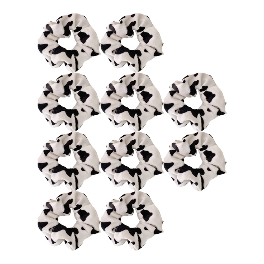 10pcs Girl Cow Pattern Hair Ropes Ponytail Hairbands Elastic Scrunchies