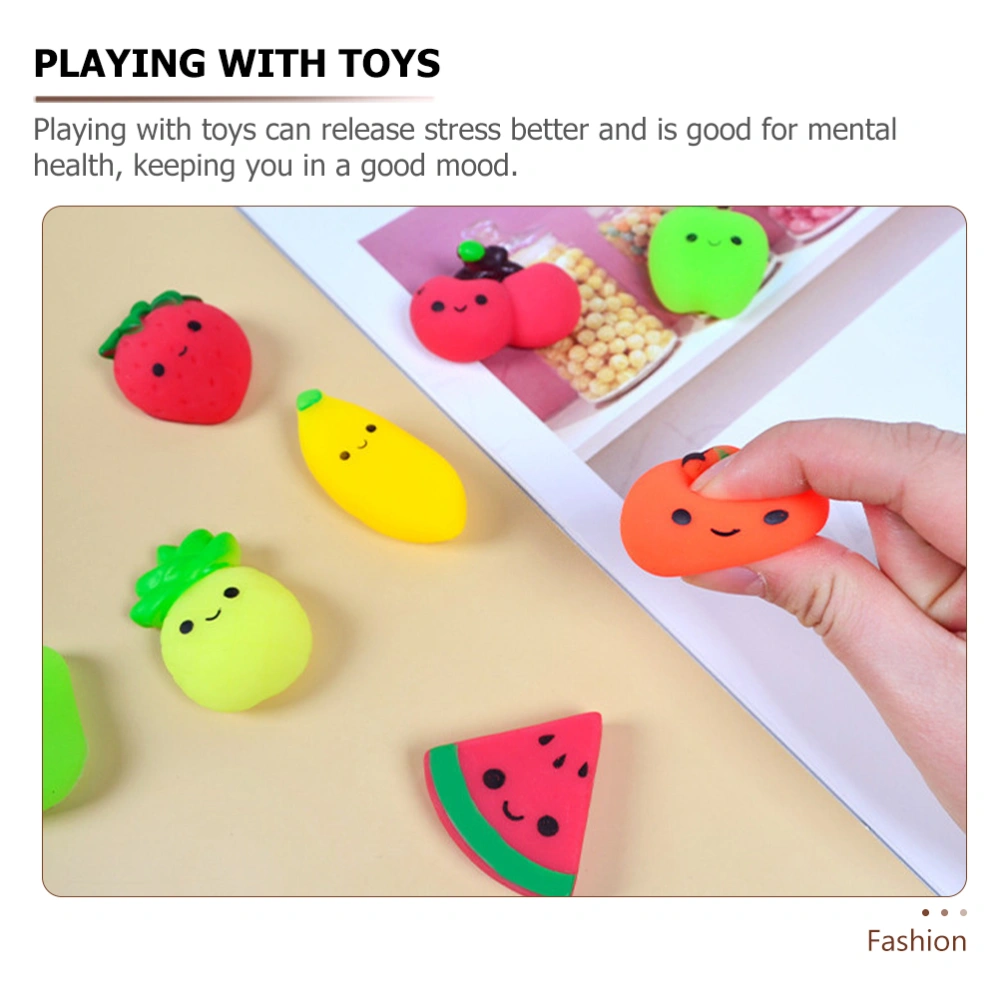 12pcs Interesting Fruits Designed Decompression Toys Squeeze Playthings Stress Relief Toys