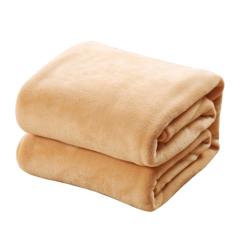 Pure Color Flannel Fleece Blanket Couch Solid Color Bed Blanket Sheet 100x140cm (Camel)