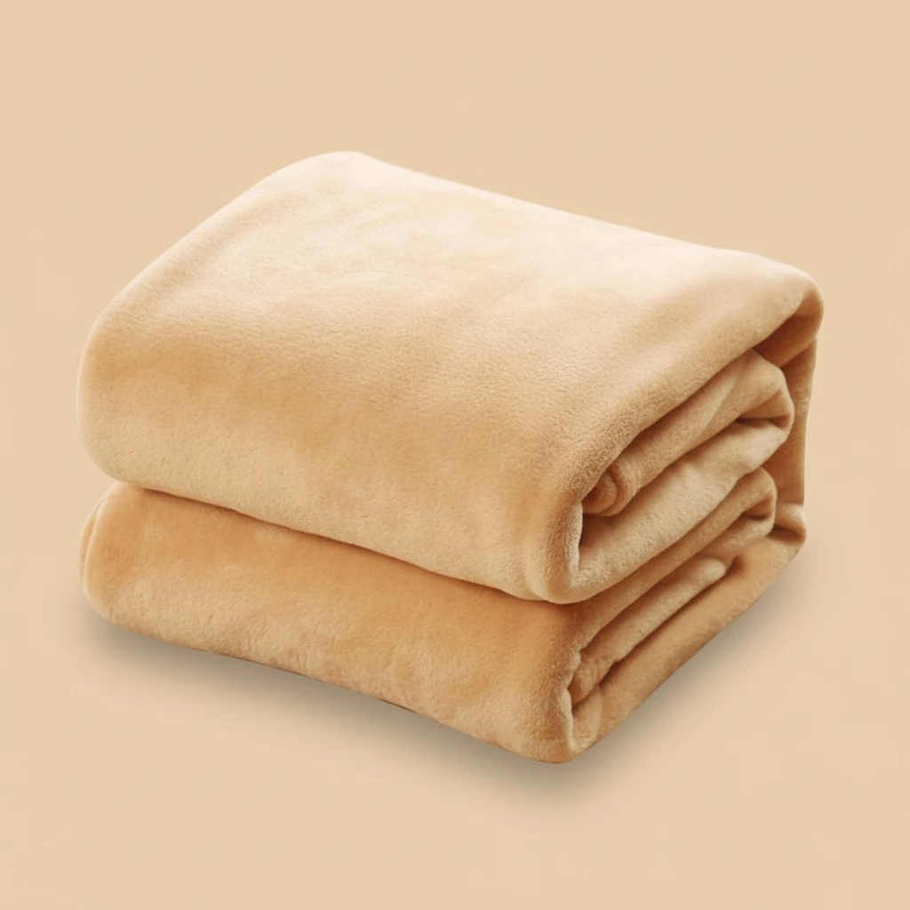 Pure Color Flannel Fleece Blanket Couch Solid Color Bed Blanket Sheet 100x140cm (Camel)
