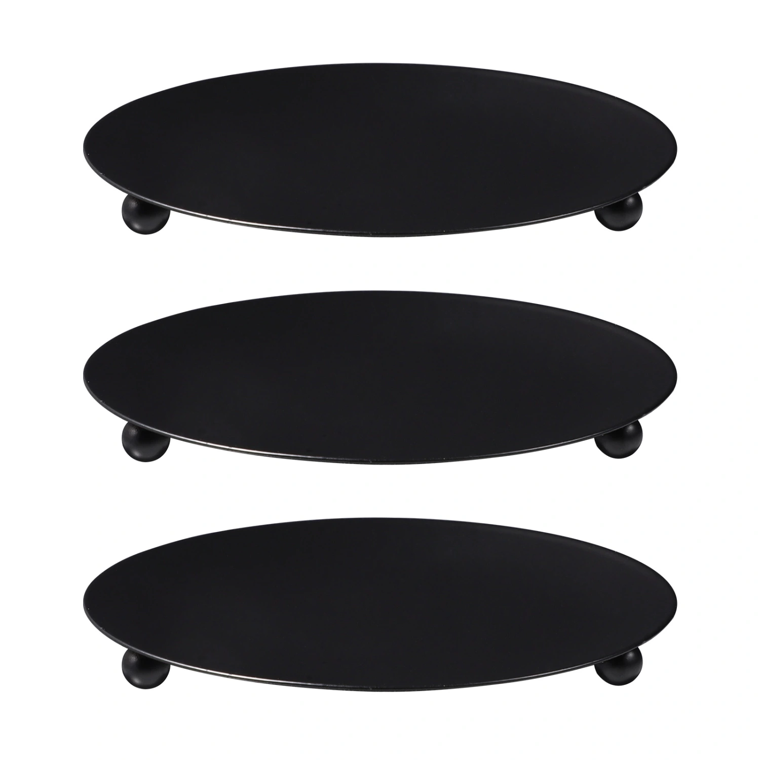VOSAREA 3Pcs Iron Candle Plate Decorative Iron Pillar Candle Holder Candle Stand for LED Wax Candles Home Hotel Spa Weddings (Black)