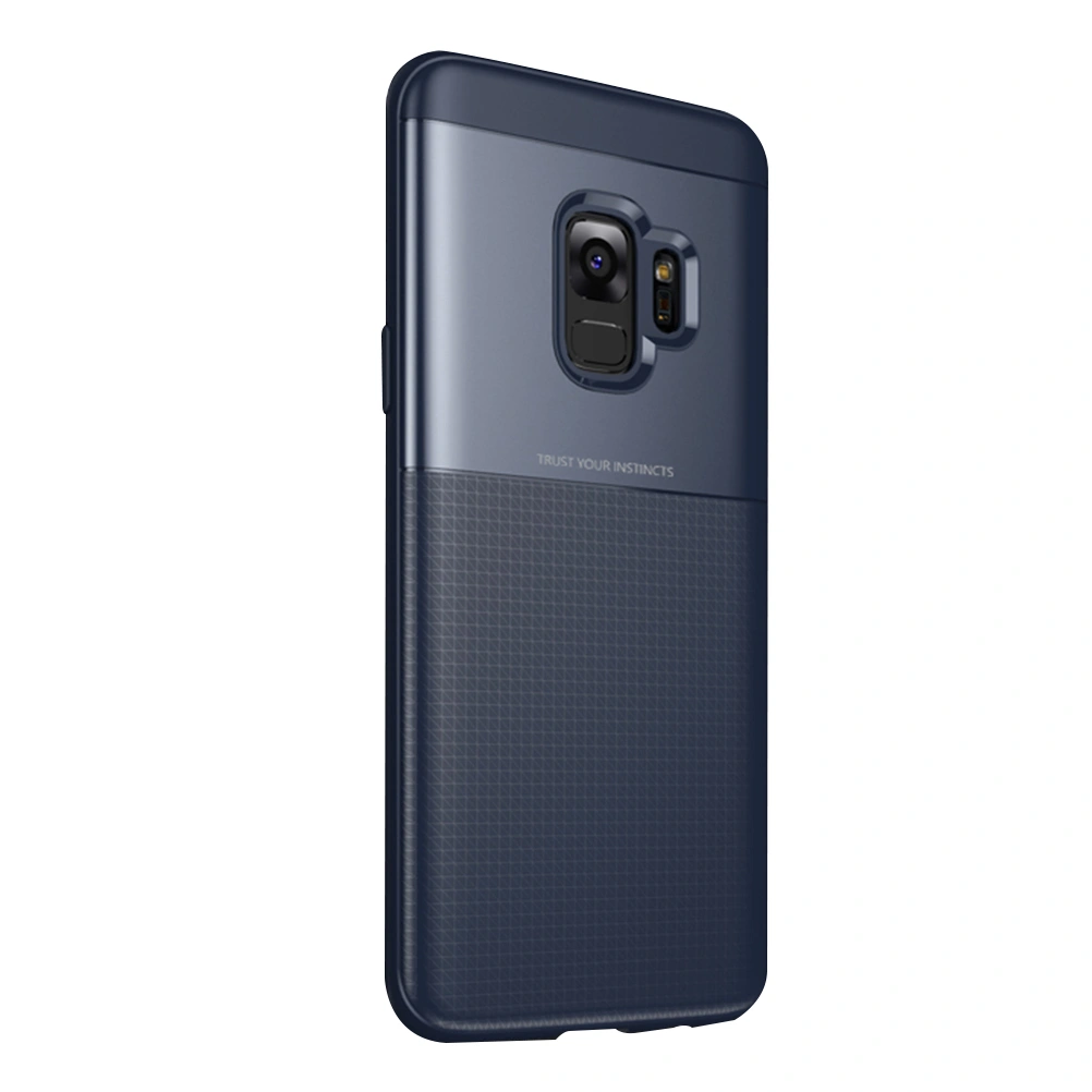 Hybrid Plaids Phone Case Anti-scratch Shockproof Protective Phone Shell Cover for S9 (Blue)