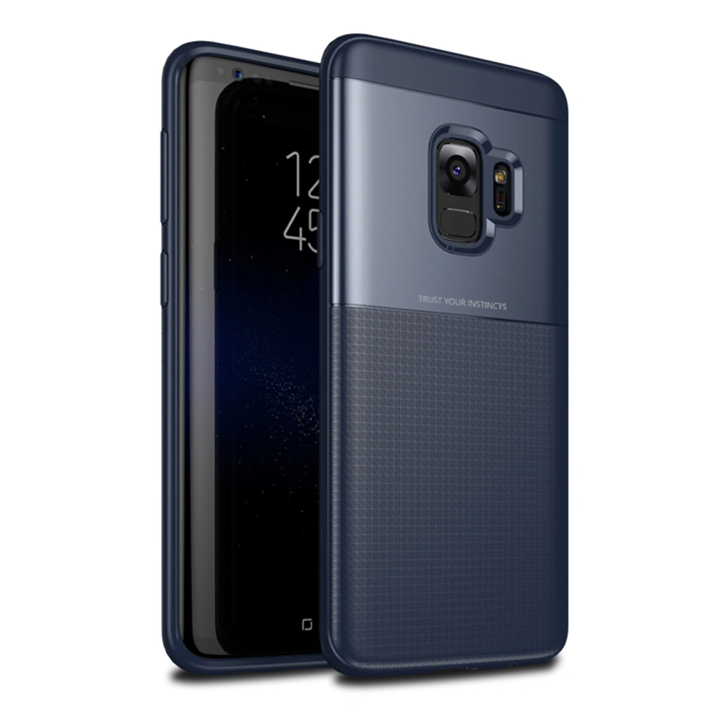 Hybrid Plaids Phone Case Anti-scratch Shockproof Protective Phone Shell Cover for S9 (Blue)