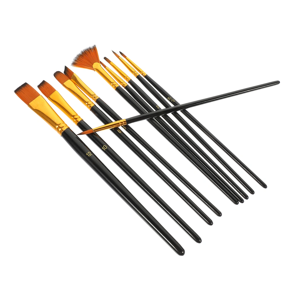 10Pcs Water Color Paint Brush Nylon Hair Paint Brushes Acrylic Painting Tool