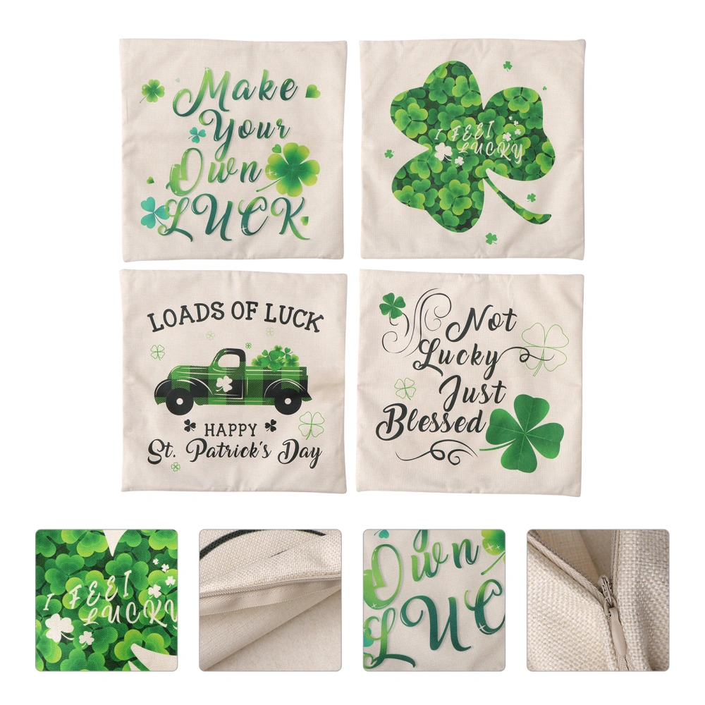 4PCS St Patrick's Day Cushion Cover Pillow Cover Cushion Cover Pillowcase