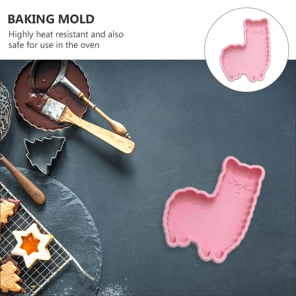 2Pcs 6 Inch Cartoon Silicone Molds Alpaca Shape Cake Molds Baking Tools (Pink)