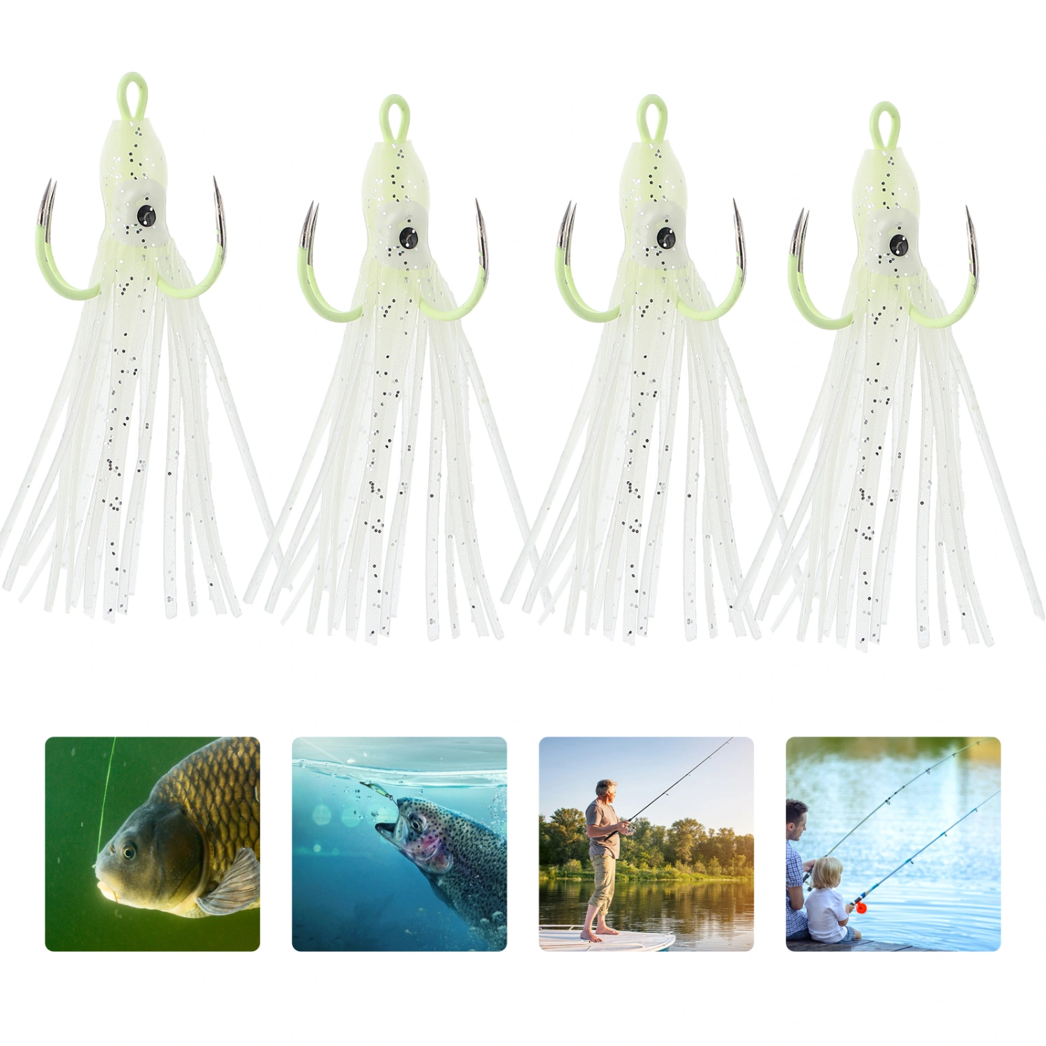 4pcs Luminous Fishing Bait Fishing Lures Artificial Squid Fishing Lures Bait