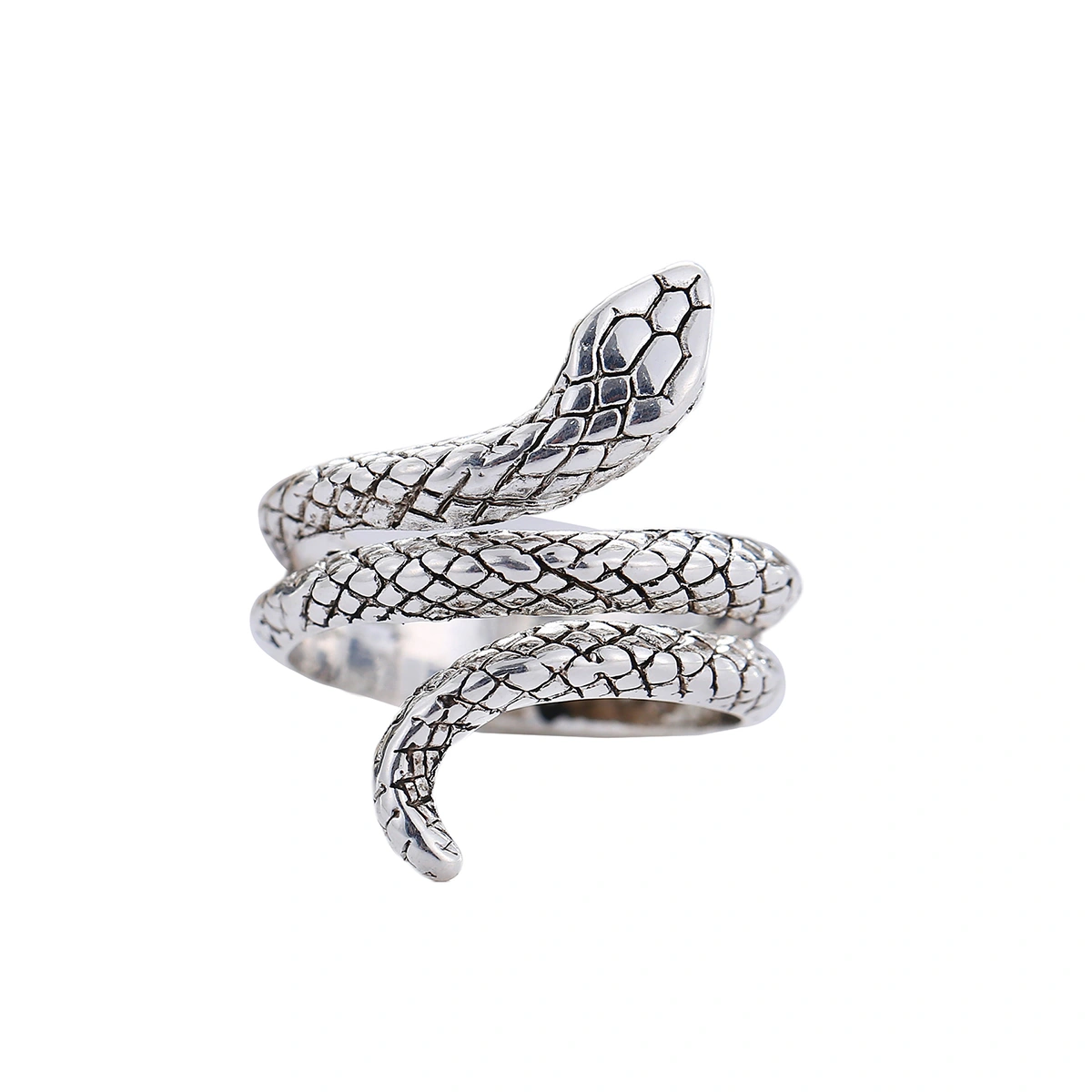 1PC Stylish Snake Shaped Adjustable Ring Retro Cobra Ring Personality Finger Decoration Party Ring for Men Boys (No.7)