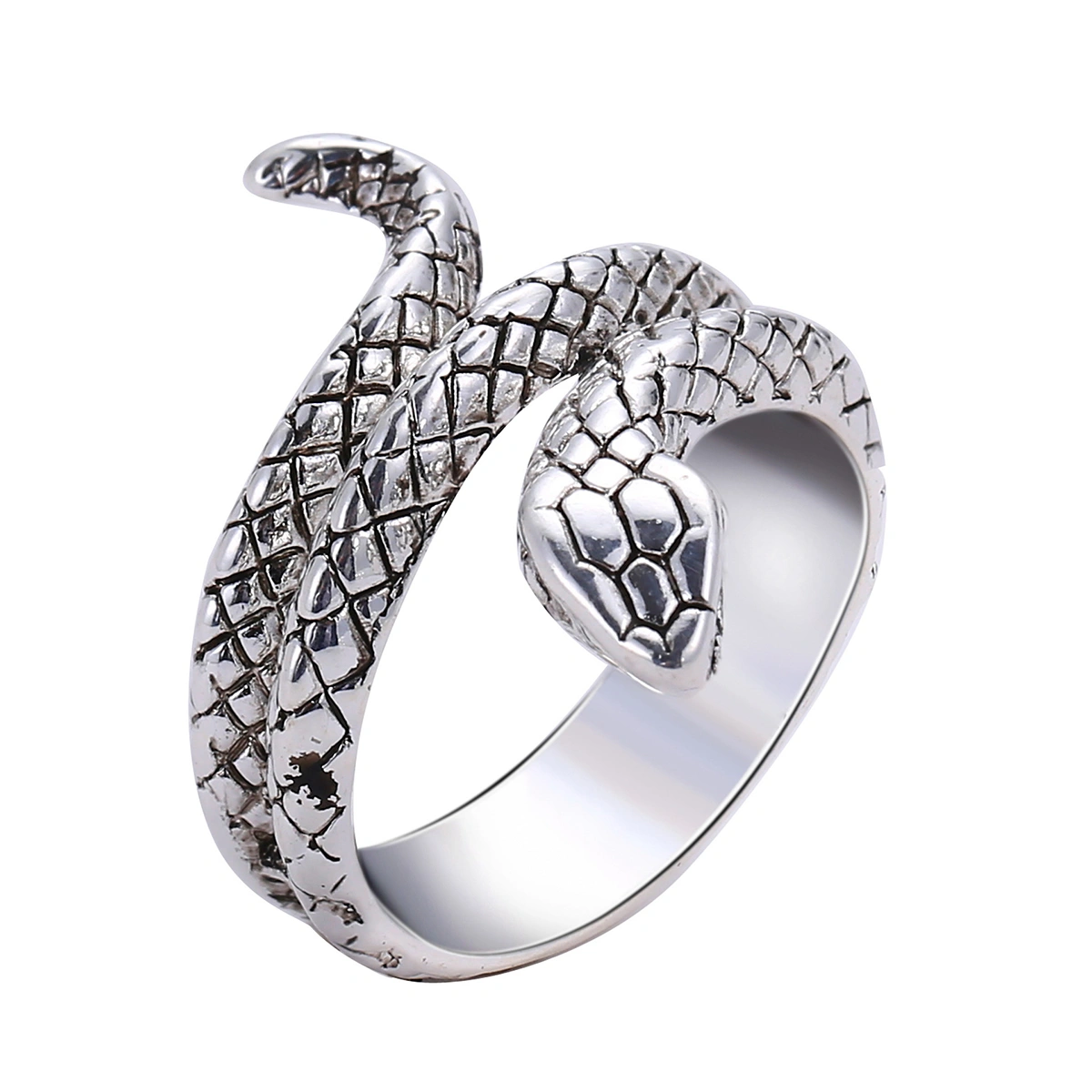 1PC Stylish Snake Shaped Adjustable Ring Retro Cobra Ring Personality Finger Decoration Party Ring for Men Boys (No.7)