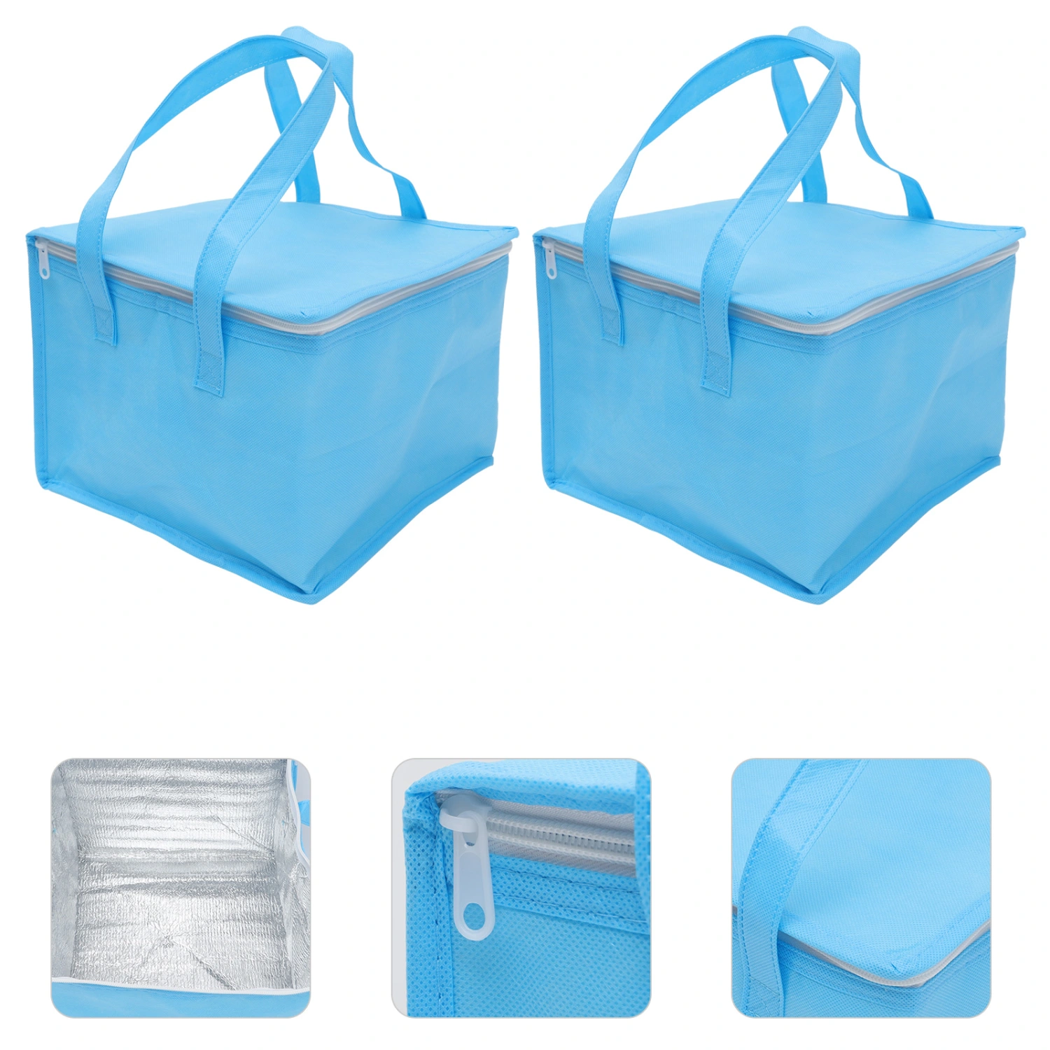 2Pcs Cake Bags Picnic Take-out Bags Thermal Zipper Storage Tote Bags (Sky-blue)