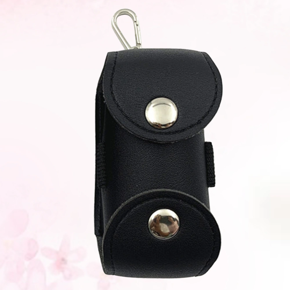 Portable Ball Small Waist Packing Bag Delicate Leather Small Accessory Bag (Black)