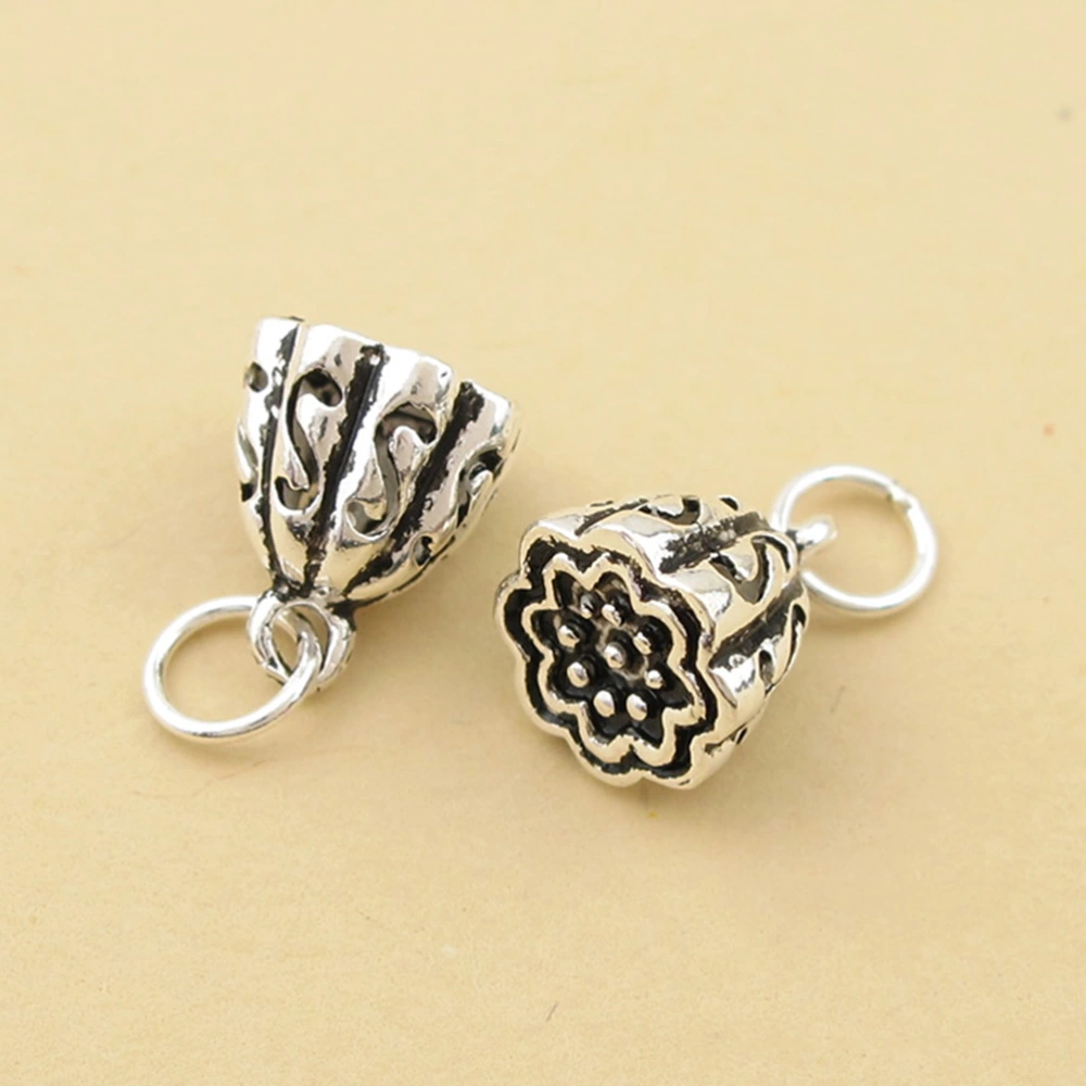 3pcs Small Lotus Pod Shape Pendant Charms Silver DIY Jewelry Making Accessories for Necklace (Size M)