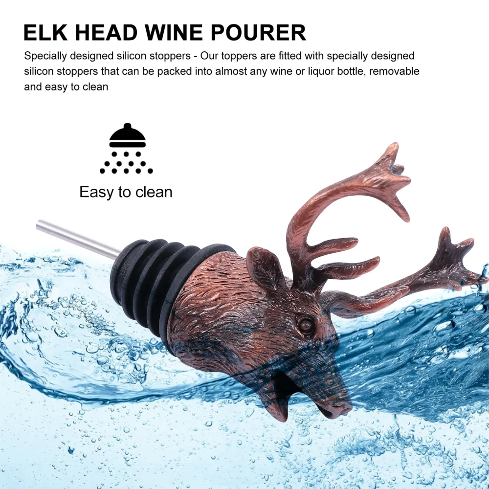 1Pc Christmas Elk Head Wine Bottle Stopper Decorative Durable Red Wine Pourer