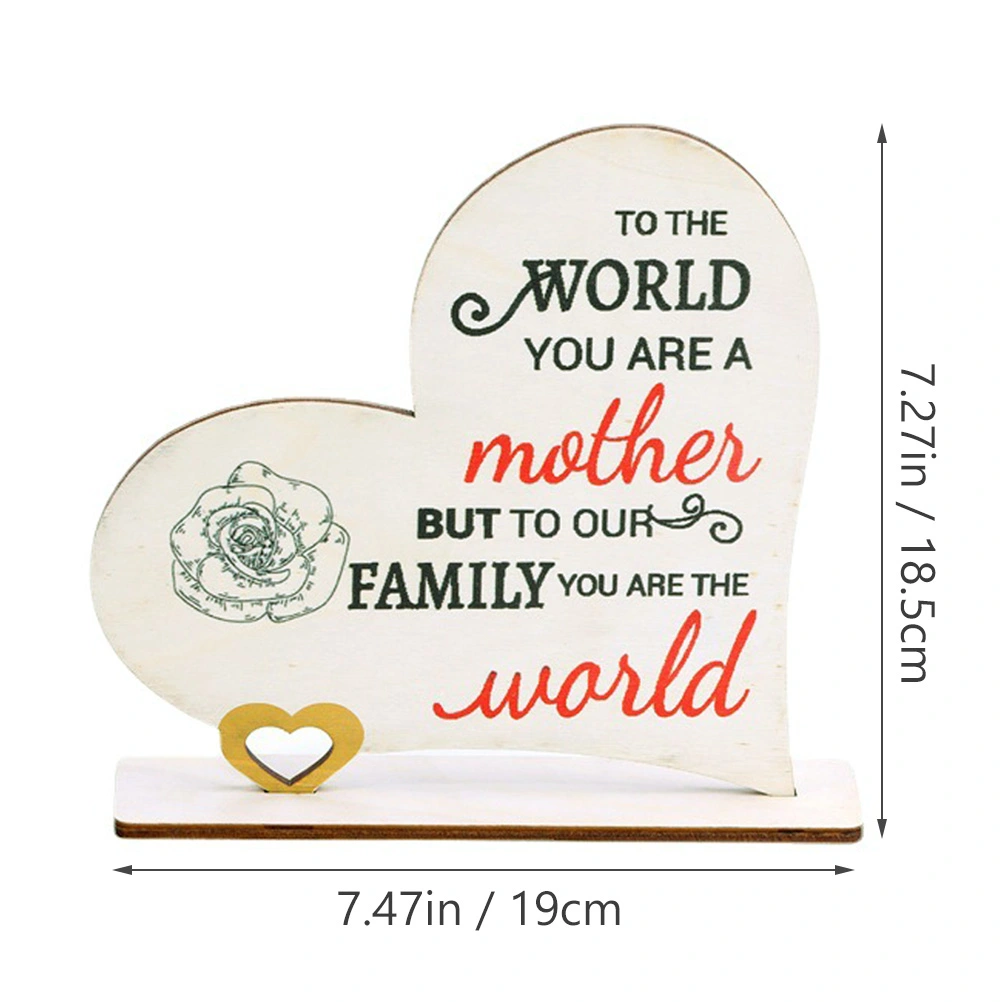 Wooden Heart Sign Mother's Day Heart Crafts Desktop Wooden Ornament Table Decor