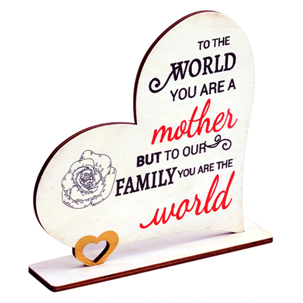Wooden Heart Sign Mother's Day Heart Crafts Desktop Wooden Ornament Table Decor