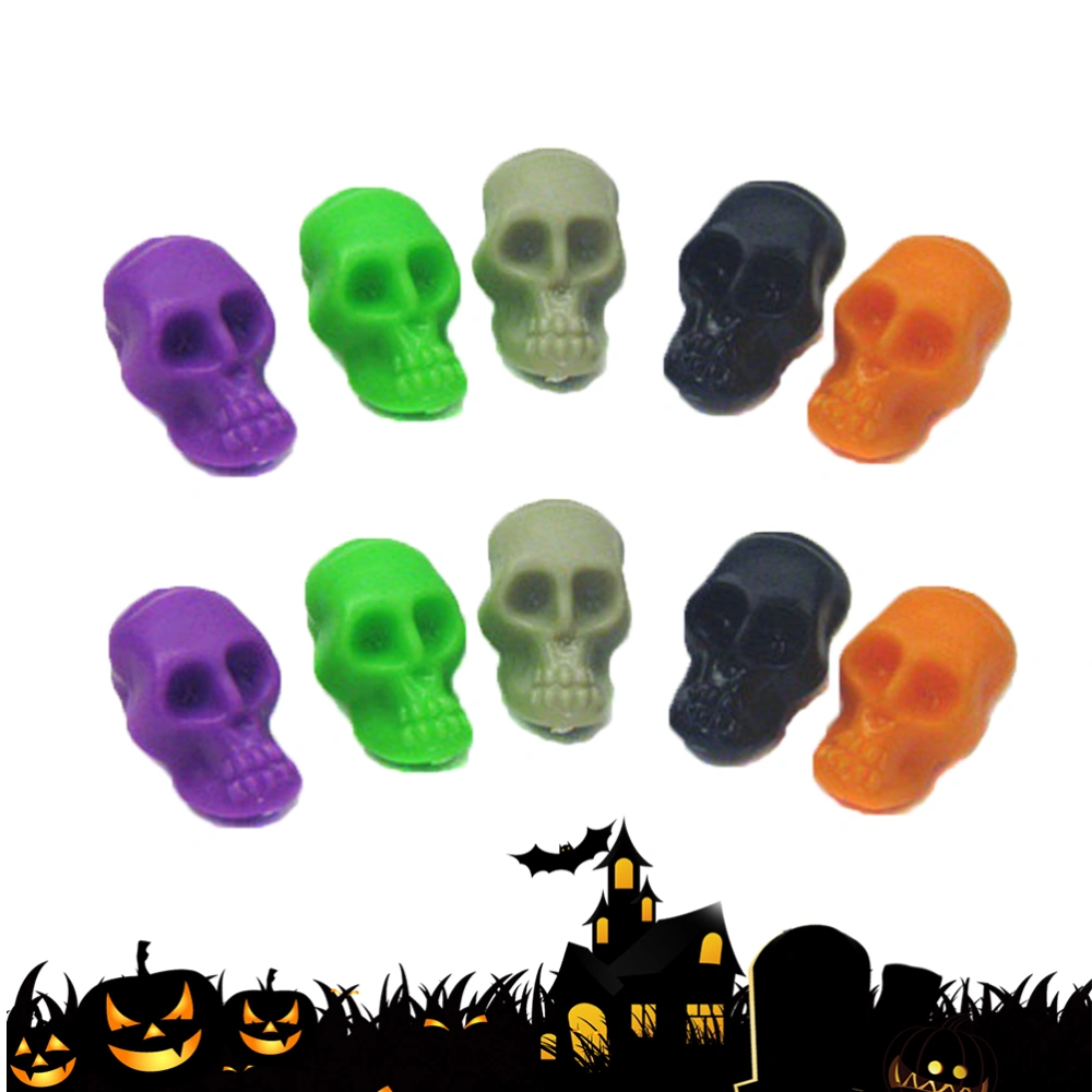 50pcs Mini Halloween Skull Props Toys Funny Plastic Skeleton Children Party Favors Tricky Toys DIY Gift Accessory (Mixed Color)