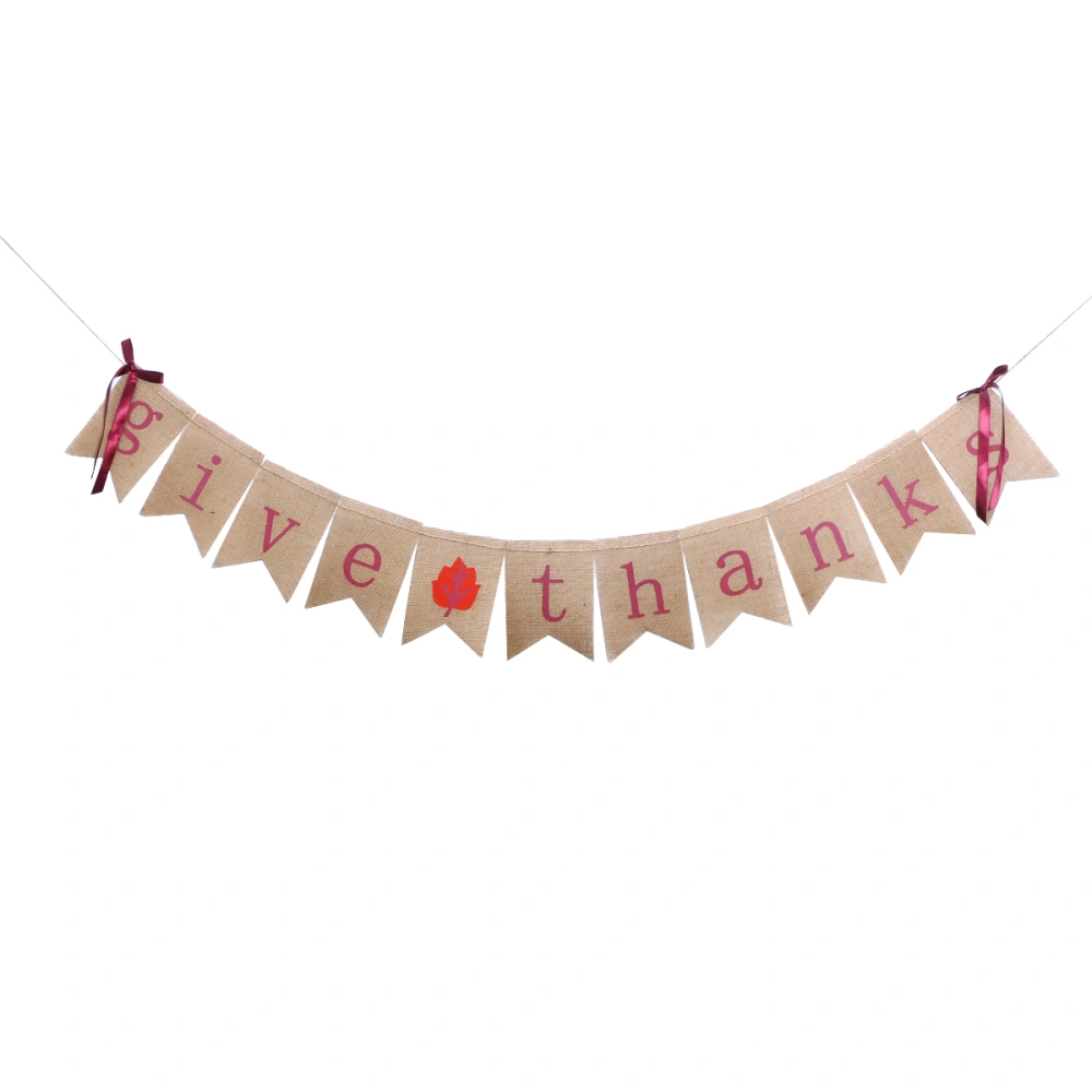 2.5M Thanksgiving Burlap Banner Home Decoration Party Linen Bunting (Give Thanks)