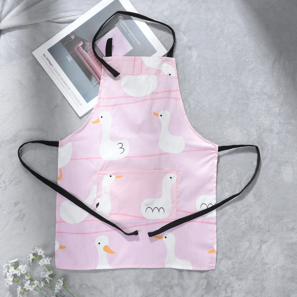 Nordic Style Hanging Neck Cotton Aprons Children Duck Pattern Aprons for Cooking Baking Kitchen - Size S