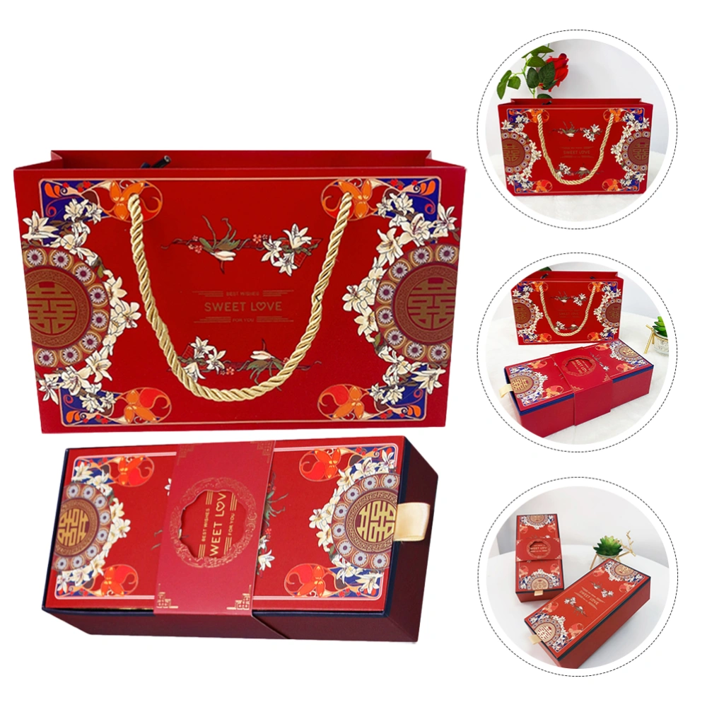 1 Set Chinese Style Wedding Candy Box Delicate Cigarette Packaging Gift Box(Red)