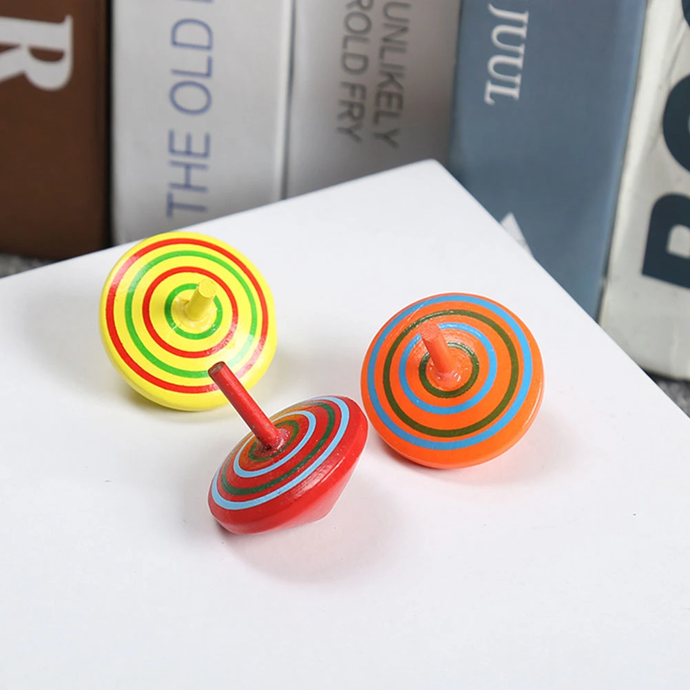 8pcs Wooden Gyro Toys Decompression Gyro Toys Funny Gyro Toys Educational Toys