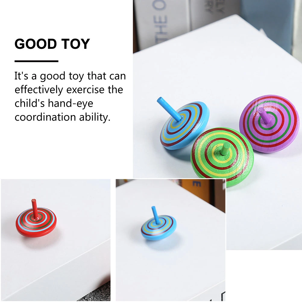 8pcs Wooden Gyro Toys Decompression Gyro Toys Funny Gyro Toys Educational Toys