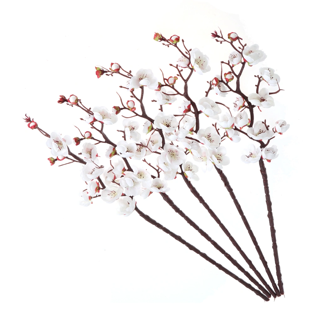 5Pcs 60cm Artificial Plum Blossom Fake Flowers Home Wedding Decoration (White)