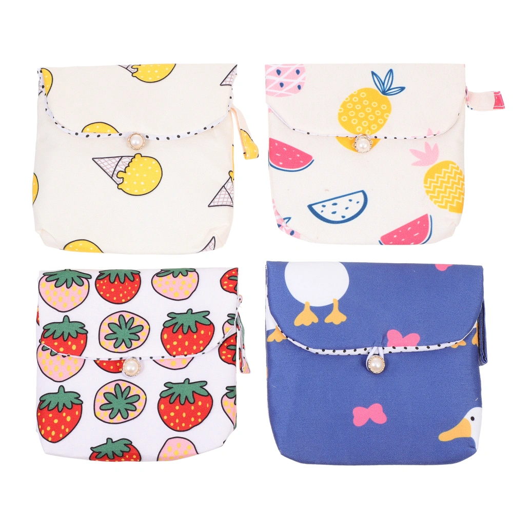 4pcs Adorable Sanitary Napkin Storage Bags Portable Nursing Mat Pouches