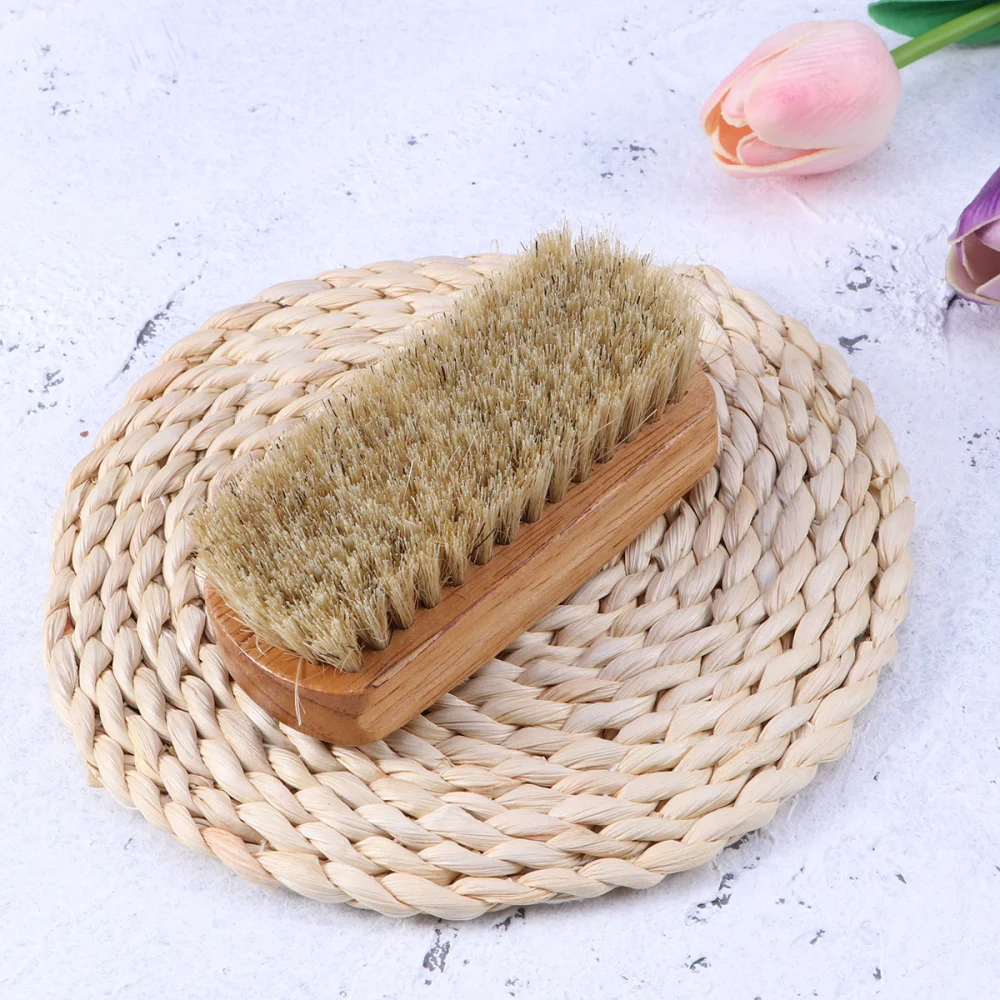 Boot Brush Cleaner Shine Shoe Pig Bristles Brush with Wood handle (Random )