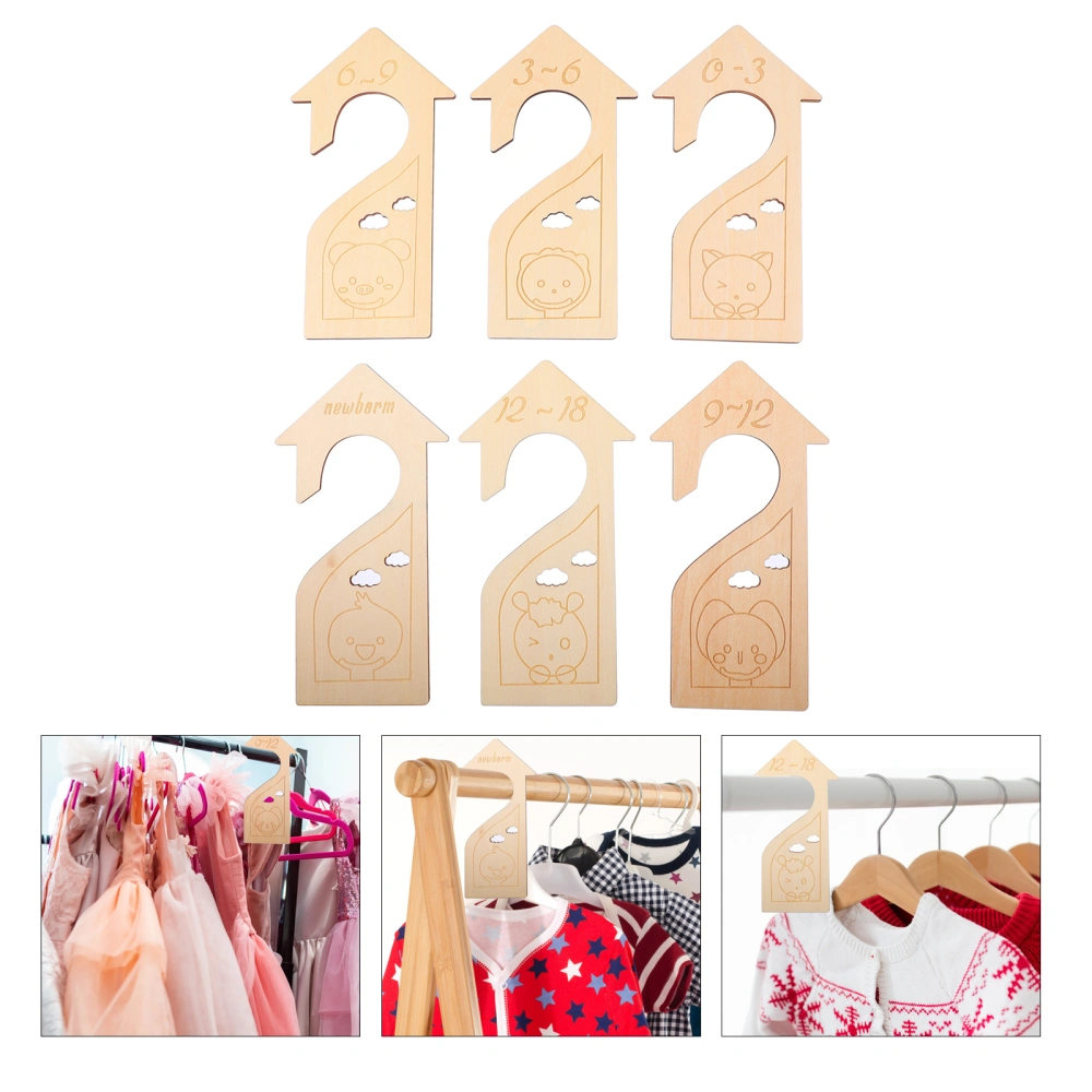 6pcs Baby Clothes Size Closet Divider Baby Wardrobe Wooden Divider Closet Divider