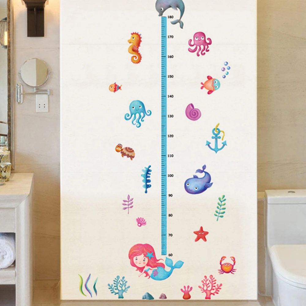 Undersea Animal Kids Height Sticker Eco-friendly Waterproof Wall Sticker Art Decal Removable Wall Decoration Kids Nursery Bedroom Living Room Wall Applique (Wrapped By Stick)