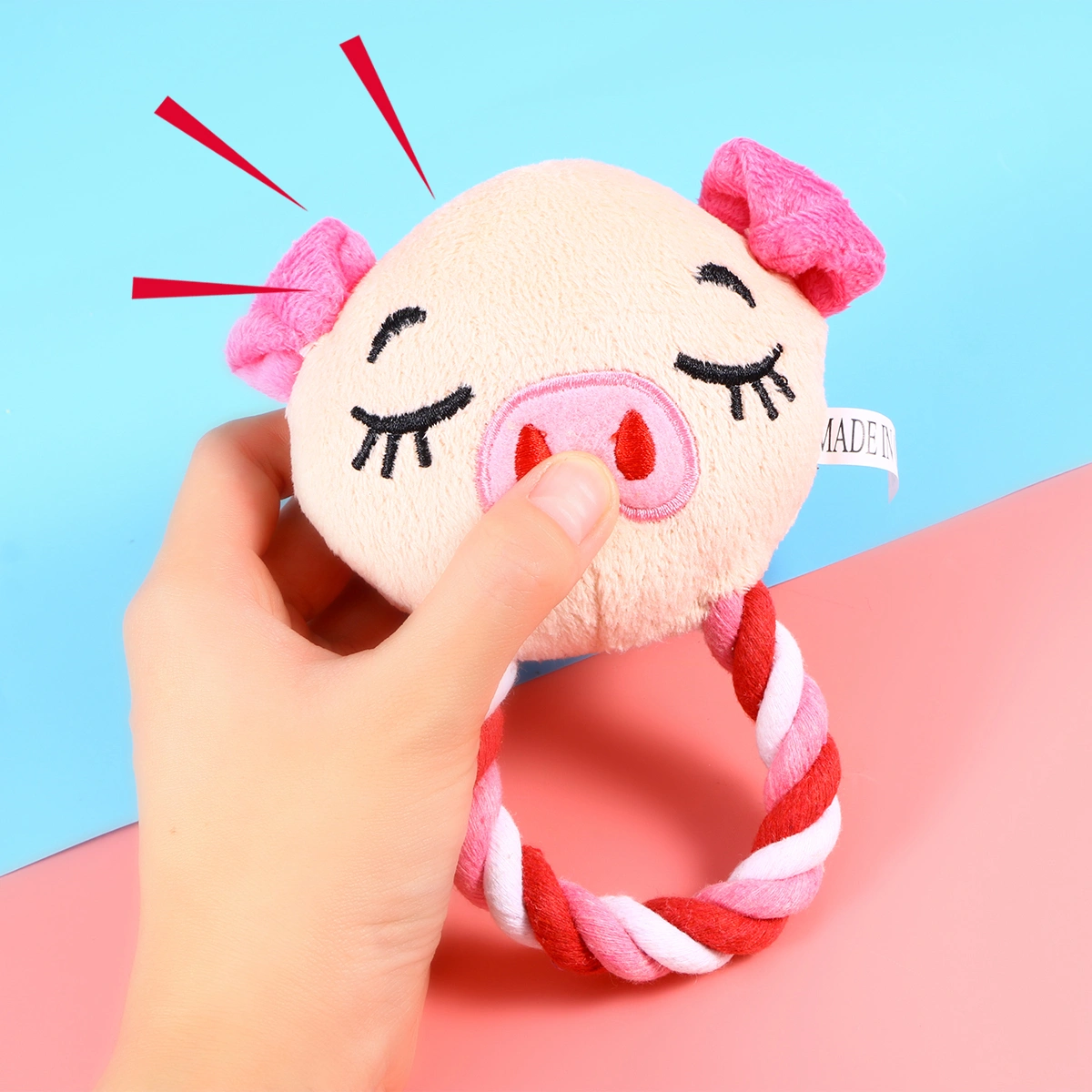Pet Plush Toys Dog Chew Toys Puppy Cats Biting Sound Squeaky Toys Cartoon Pig Design