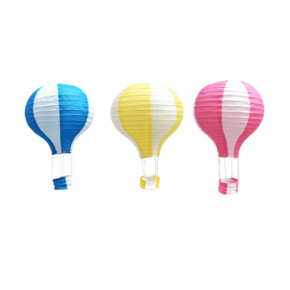 6pcs Hot Air Balloon Paper Lantern Foldable Decoration Paper Lantern for Party Wedding Market (Yellow White Stripe, Light Blue White Stripe, Fruit Green White Stripe, Pink White Stripe, Orange White Stripe, Rosy White Stripe Pattern, Without Light So