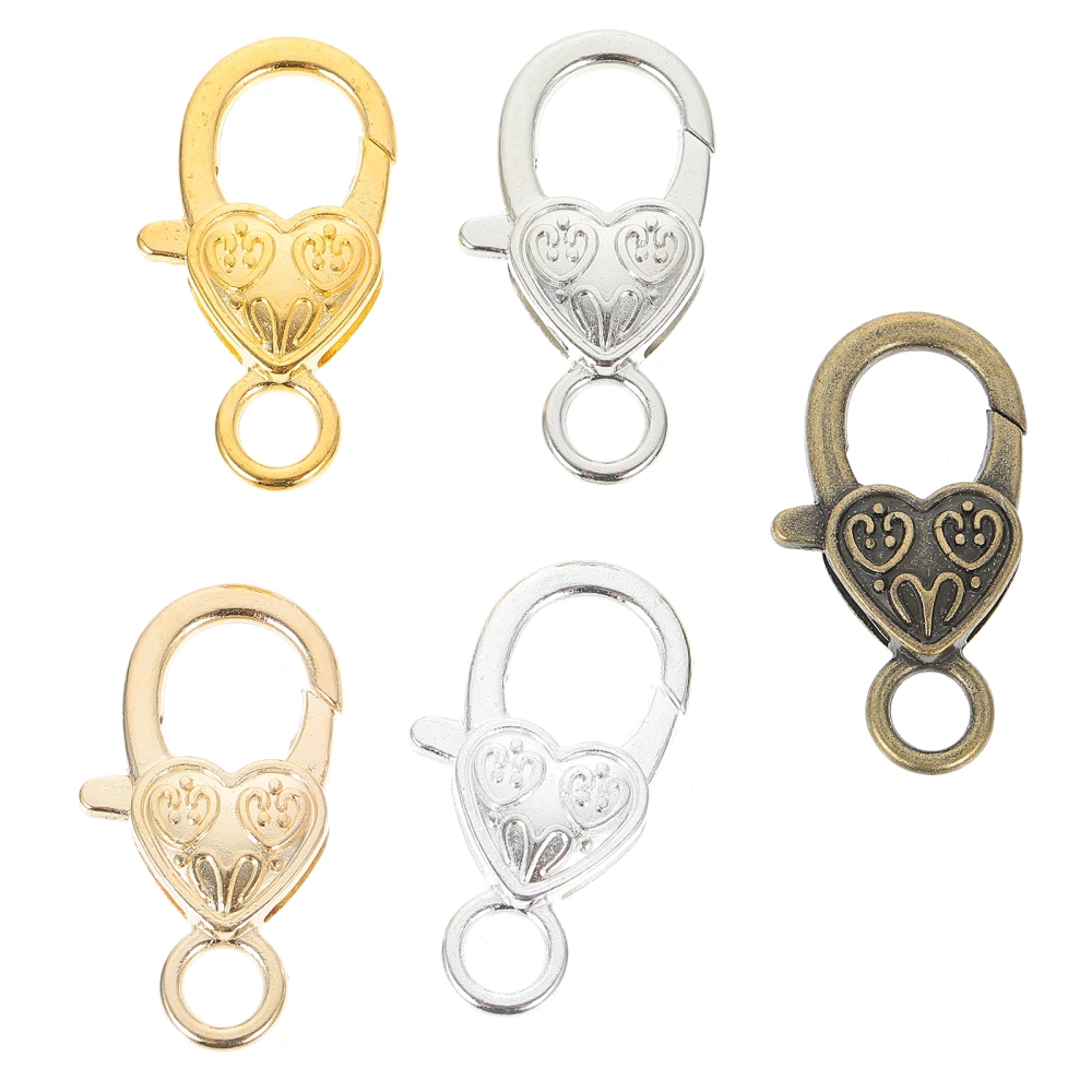 50PCS DIY Clasps Zinc Alloy Heart Lobster Clasps Key Rings Bags Crafts Buckles