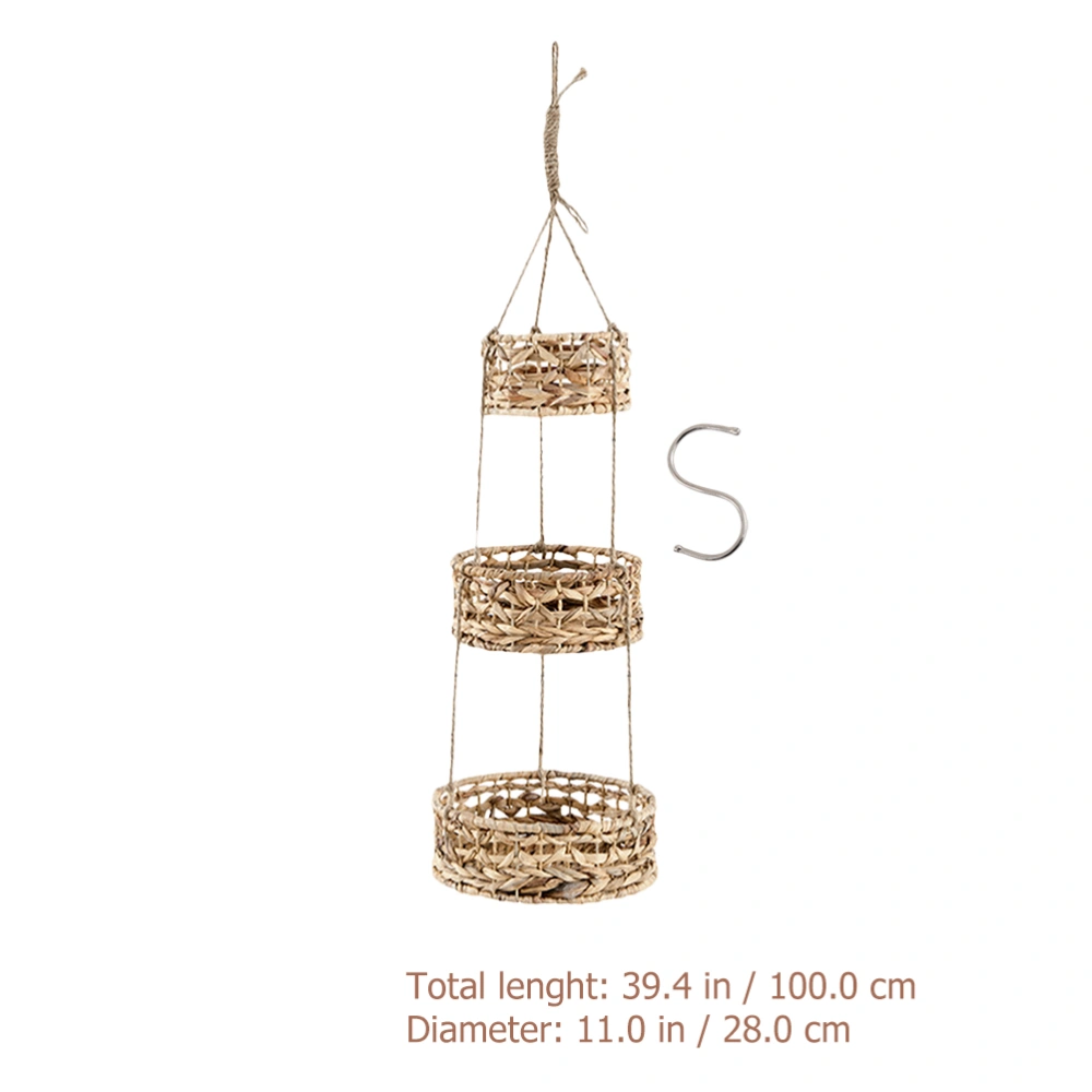 1 set of Rattan Woven Basket Hanging Flower Basket Flower Basket Garden Decor