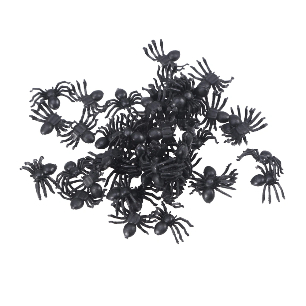 300pcs Halloween Plastic Spiders Simulated Black Spiders Fake Insect Prank Toy Party Supplies