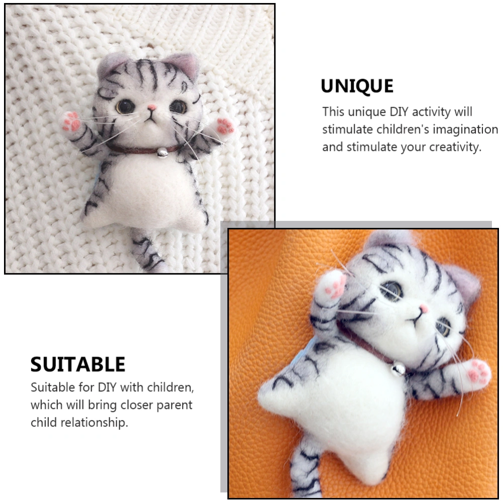 1 Set of Kitten Wool Felt Kit Handmade Animal Wool Felt Material Wool Felt Crafts