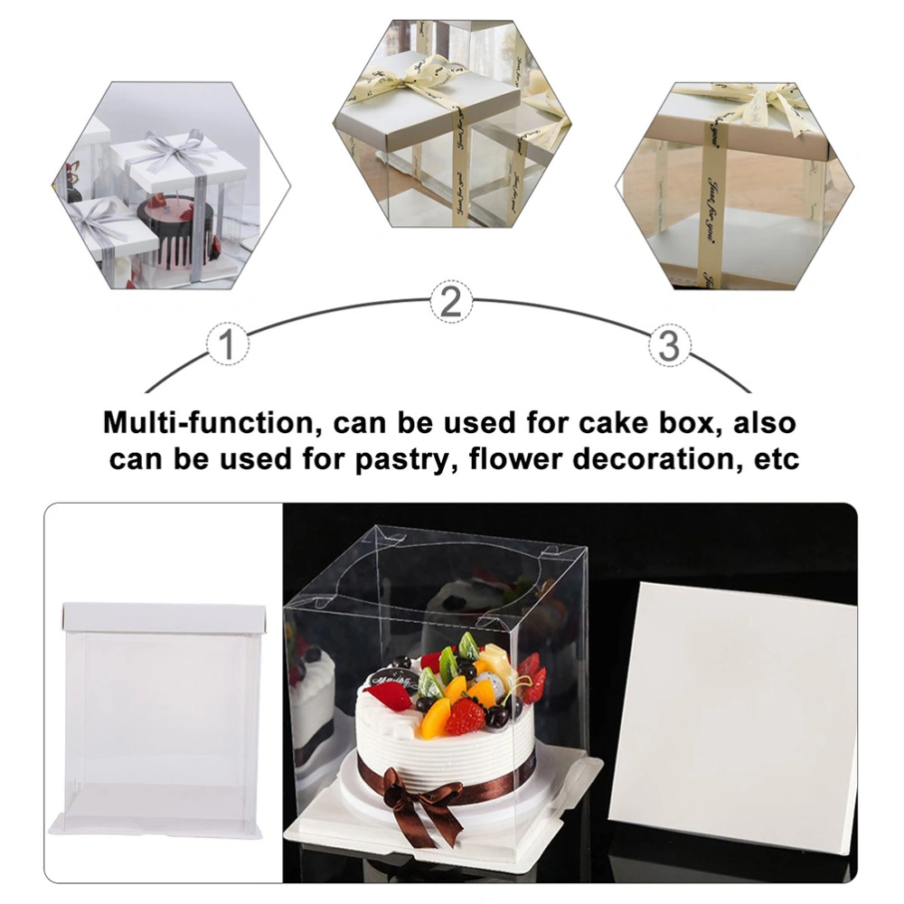 4Pcs Transparent Cake Boxes Portable Baking Boxes Cake Packing Boxes (6 Inches)