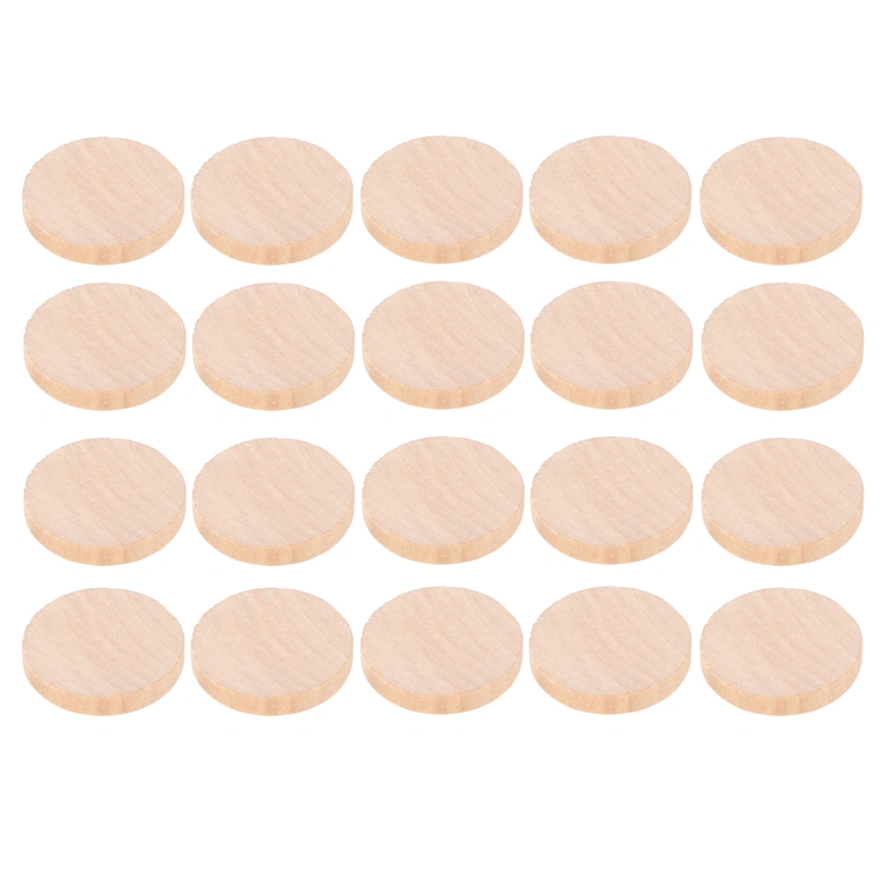 50pcs Round Wood Piece Disc Learning Tools Pupils Mathematics Teaching Props for Boys Girls DIY Supplies (About 30mm Width, 5mm Thickness)