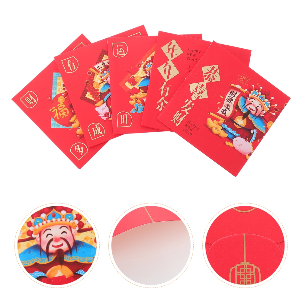 40pcs God of Wealth Red Pockets Spring Festival Money Pocket Paper Red Packet (Assorted Color)