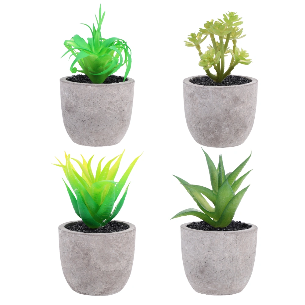 4Pcs Imitated Succulents Bonsai Desktop Decors Realistic Household Bonsai Ornaments