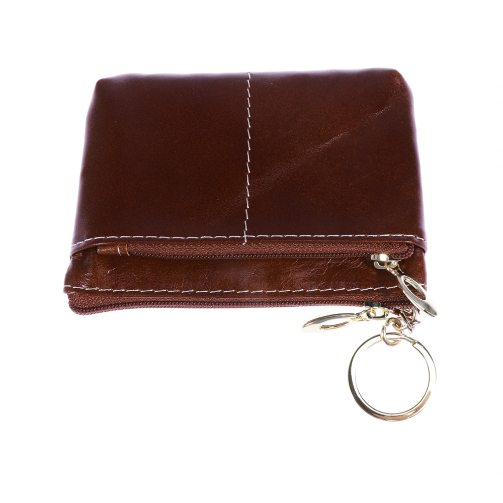 Vintage Wallet Women Leather Wallet Fashion Charming Coin Purse  Handbag with Key Ring Large Capacity Double Zipper Bag Brown